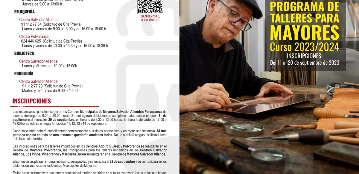 El Ayuntamiento de Alcorcón abre el plazo de inscripción para el programa de talleres de Mayores 2023-2024