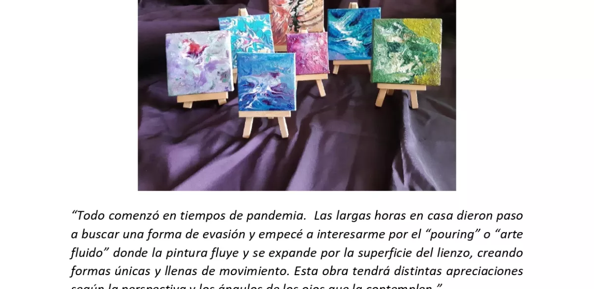 Hasta  22 de marzo  “Según se mire”. Gabriel Jiménez. Acrílicos de pequeño formato (Pouring). CC LOS PINOS