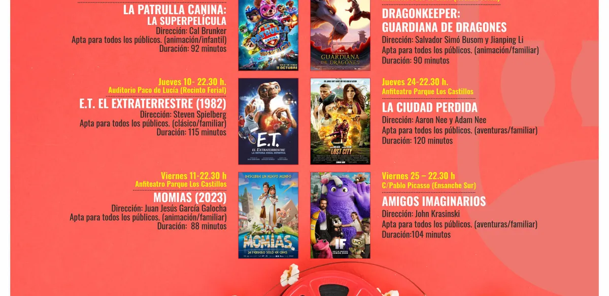 CINE DE VERANO GRATUITO EN JULIO