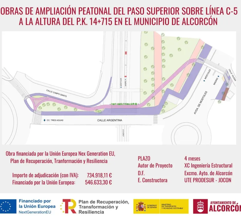 Cartel de obra línea C-5