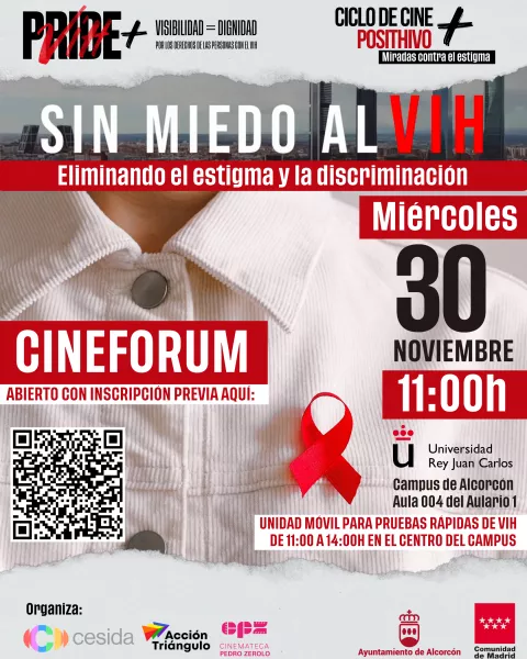 Ciclo Cine Positivo y Unidad Móvil de Pruebas Rápidas. Día VIH. Noviembre 30 a las 11 AM en la Universidad Rey Juan Carlos